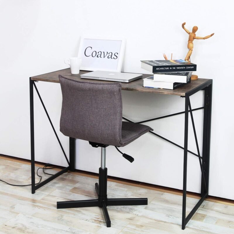 Armen Living Summer Chair in Charcoal Fabric and Walnut Wood Finish - Image 2