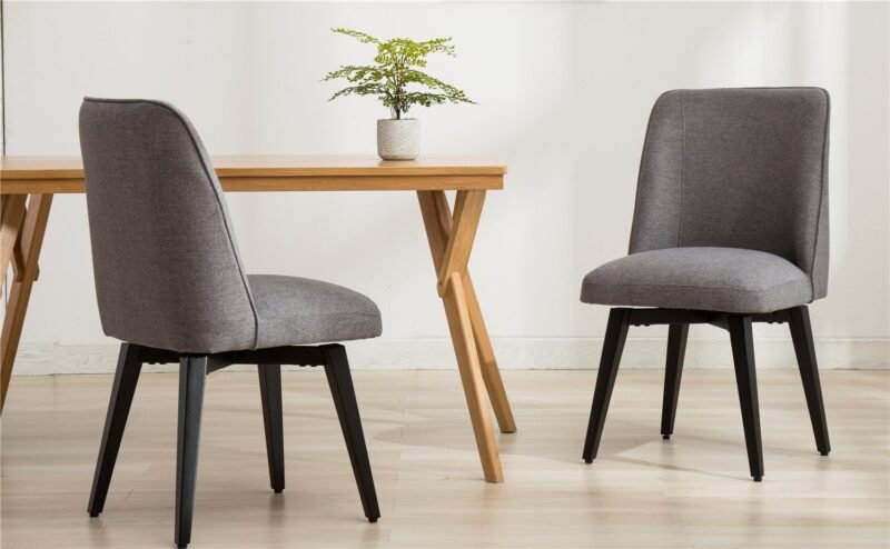 Armen Living Summer Chair in Charcoal Fabric and Walnut Wood Finish - Image 3