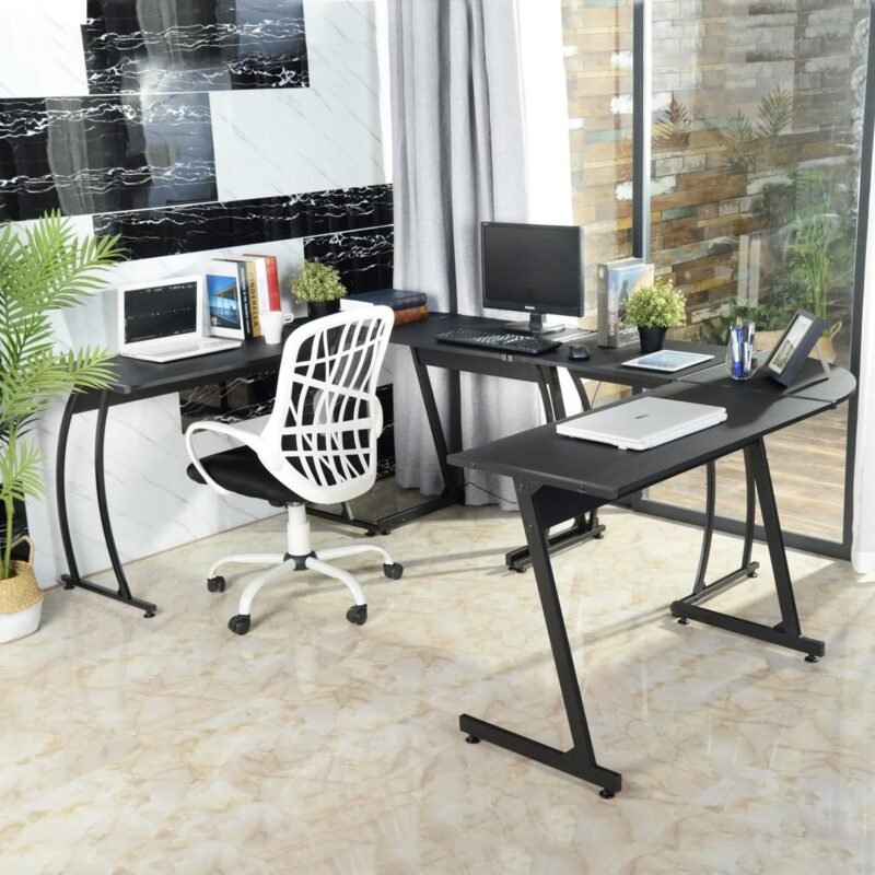 SHW L-Shaped Home Office Wood Corner Desk - Image 4