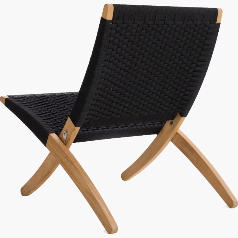 Black Canvas Rope Lounge Chair – Modern Foldable Outdoor Chair in Cane Wood - Image 4