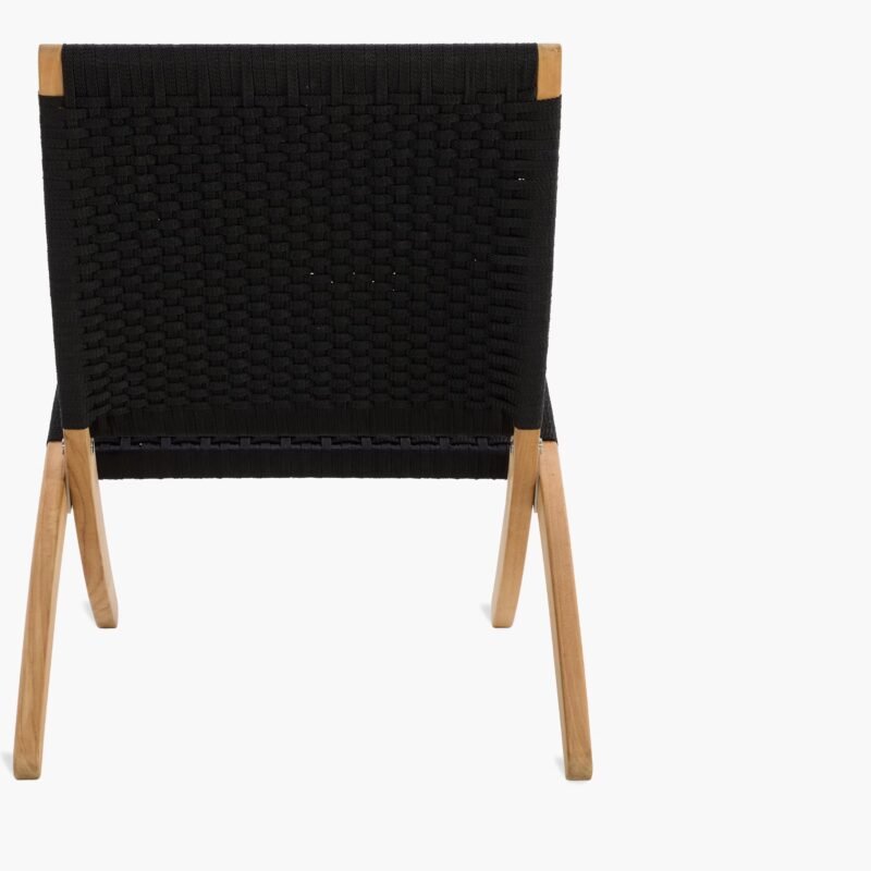 Black Canvas Rope Lounge Chair – Modern Foldable Outdoor Chair in Cane Wood - Image 2