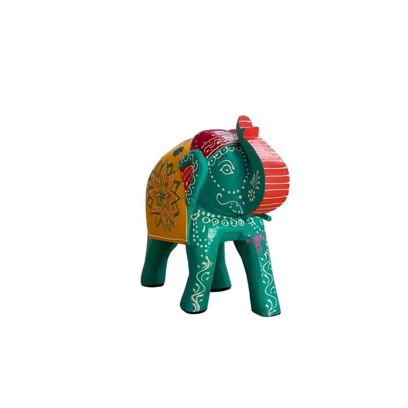 Hand-Painted Mango Wood Elephant Figurine