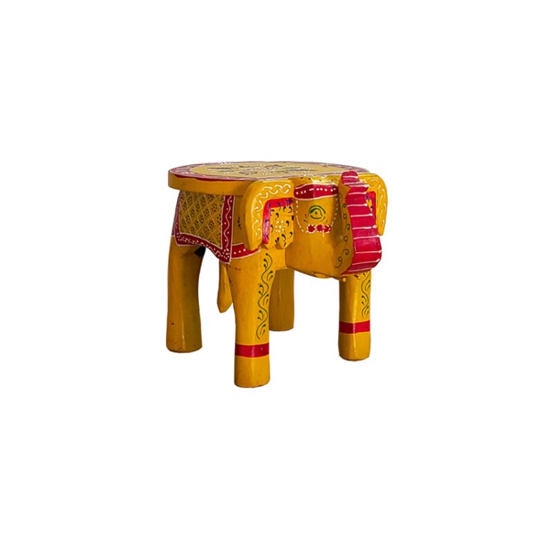 Wooden Handmade Painted Elephant Stool