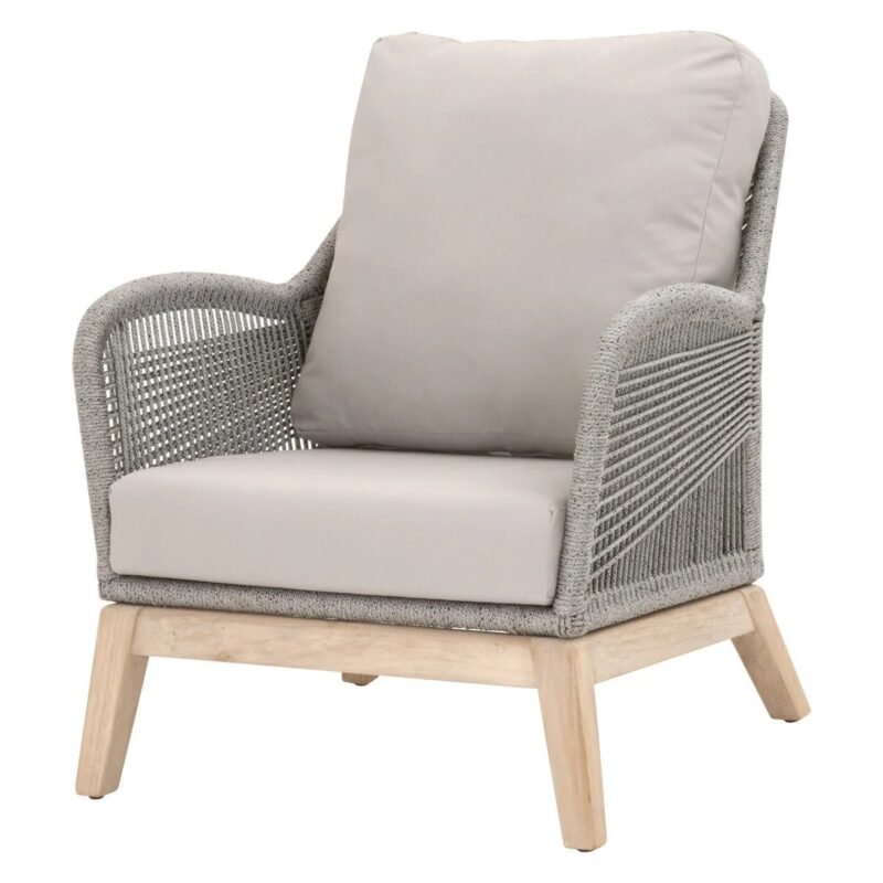 Armchair With Comfortable Cushion and Grey Rope Support - Image 2