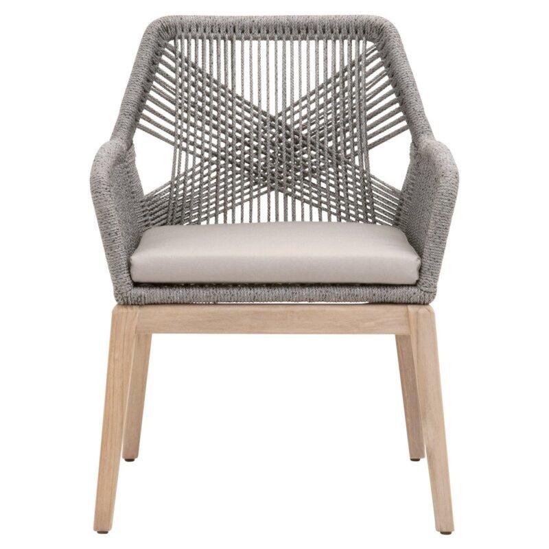 Armchair With PU-Leather Cushion and Off White Rope