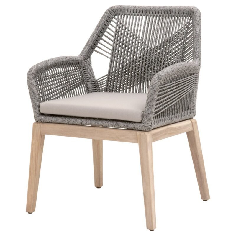 Armchair With PU-Leather Cushion and Off White Rope - Image 2