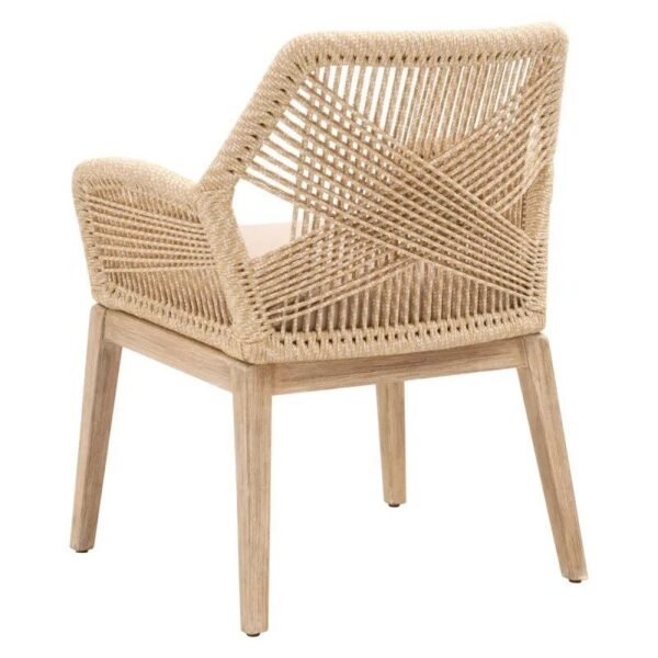 Armchair With White Caramel Finish & Rope Back - Image 4