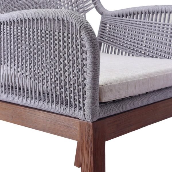 Armchair With Natural Finish Wooden Leg & Grey Color Back Rope - Image 6