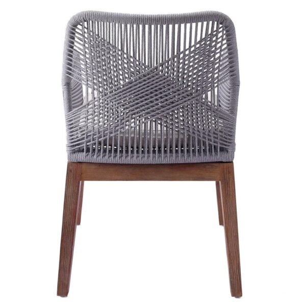 Armchair With Natural Finish Wooden Leg & Grey Color Back Rope - Image 3