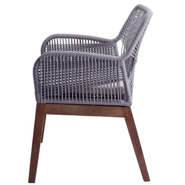Armchair With Natural Finish Wooden Leg & Grey Color Back Rope - Image 4