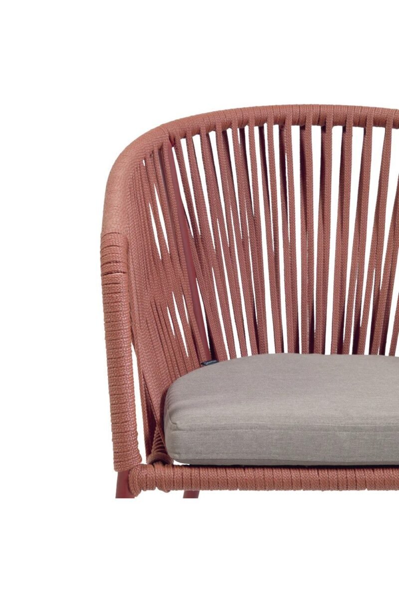 Armchair With Grey Seating Cushion & Maroon Rope - Image 7