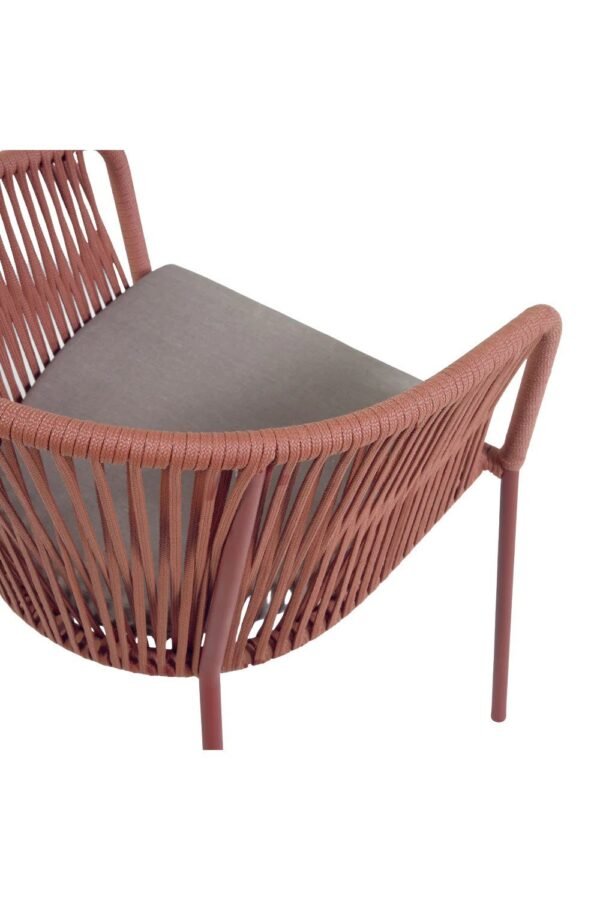 Armchair With Grey Seating Cushion & Maroon Rope - Image 3