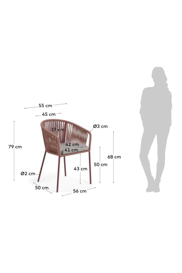 Armchair With Grey Seating Cushion & Maroon Rope - Image 5