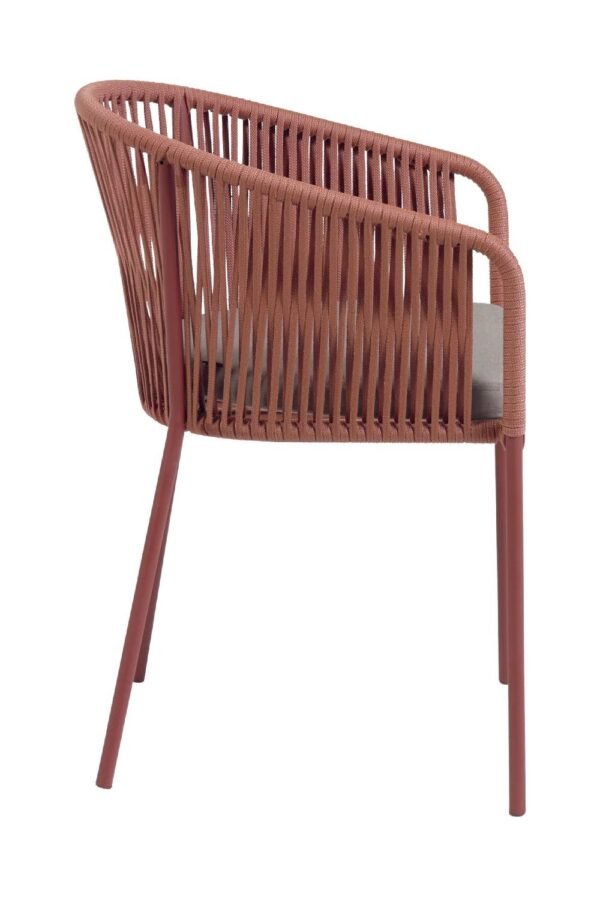 Armchair With Grey Seating Cushion & Maroon Rope - Image 2