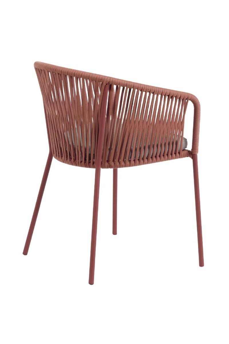 Armchair With Grey Seating Cushion & Maroon Rope - Image 6