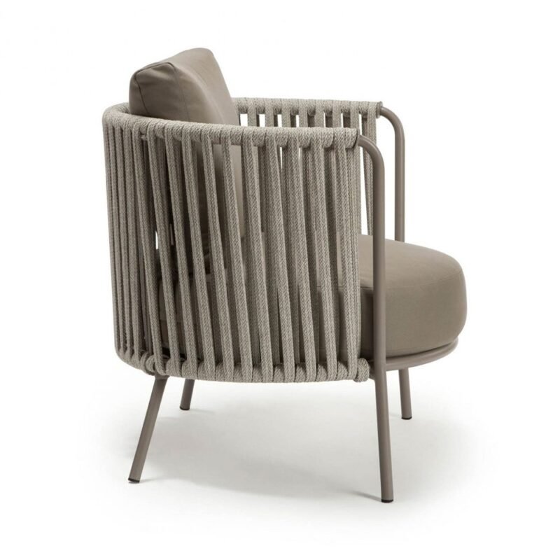 Lounge Armchair With Grey PU Fabric For Outdoor - Image 2