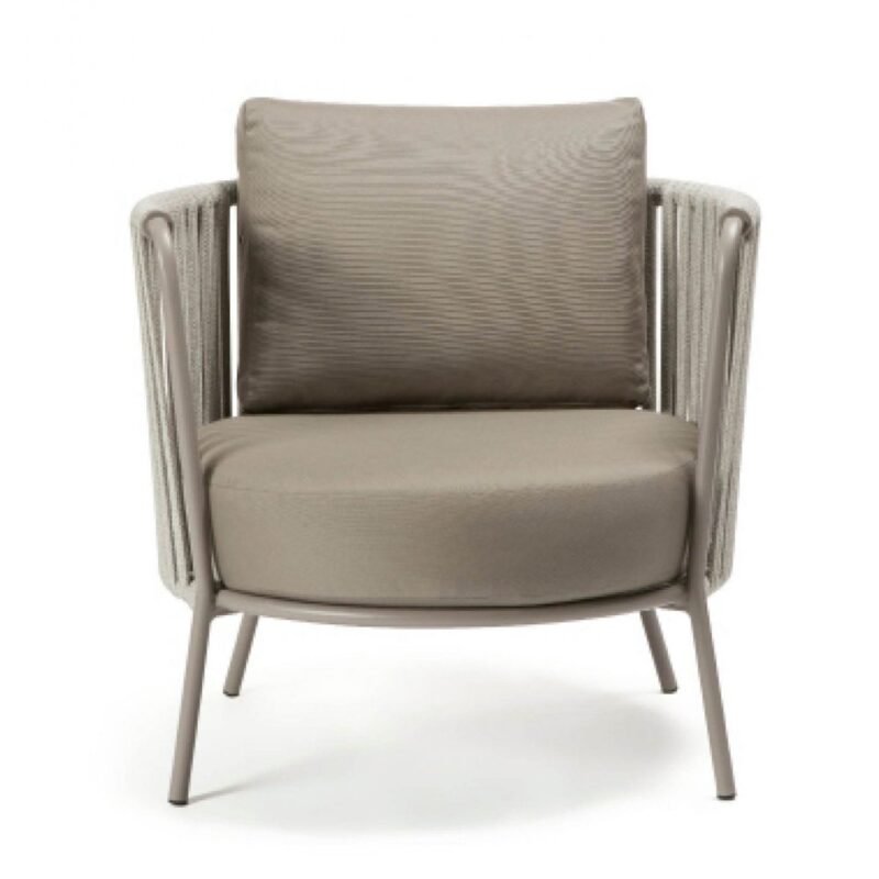 Lounge Armchair With Grey PU Fabric For Outdoor