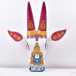 Wall Decor Cow Head Sculpture With Lord Shri Venkatesh Face In Front