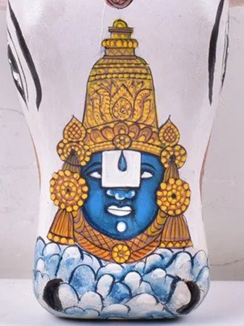 Wall Decor Cow Head Sculpture With Lord Shri Venkatesh Face In Front - Image 2