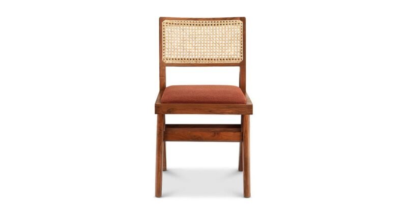 Dining Chair With Natural Cane Back and Leather Seat - Image 5