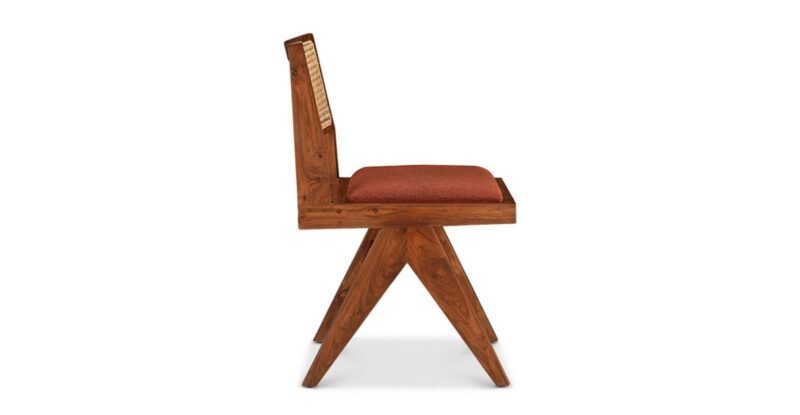 Dining Chair With Natural Cane Back and Leather Seat - Image 2