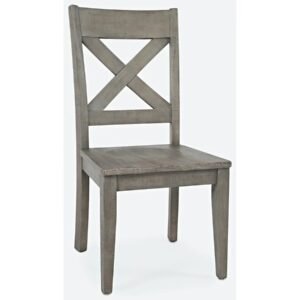 Dining Chair In Solid Wood With Grey Finish