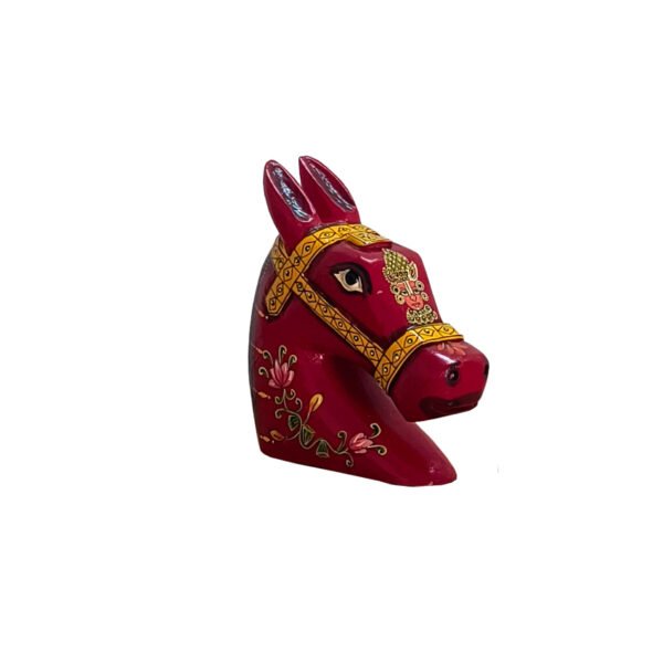 Hand-Painted Wooden Horse Head Sculpture - Image 4