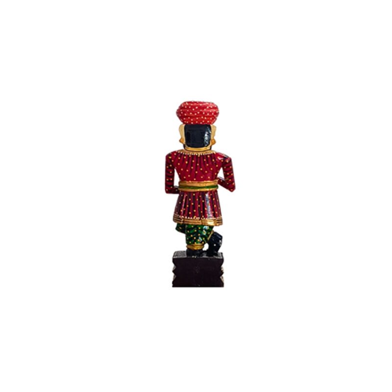 Hand-Painted Wooden Rajasthani Chowkidar Figurine - Image 2