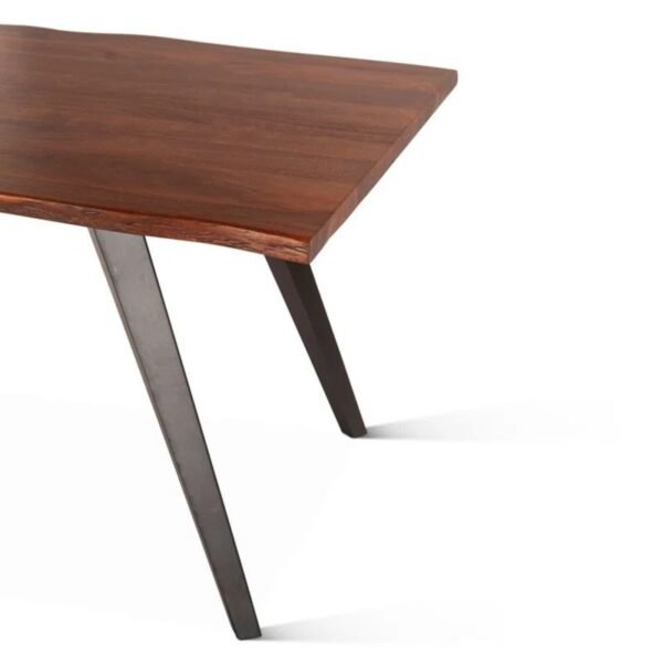 Elegant Acacia Wood Dining Table with Metal Legs – Walnut Finish - Image 4