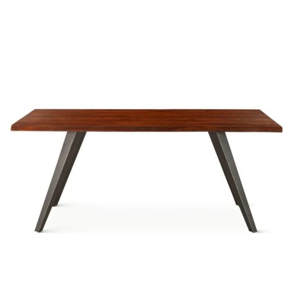 Elegant Acacia Wood Dining Table with Metal Legs – Walnut Finish - Image 2