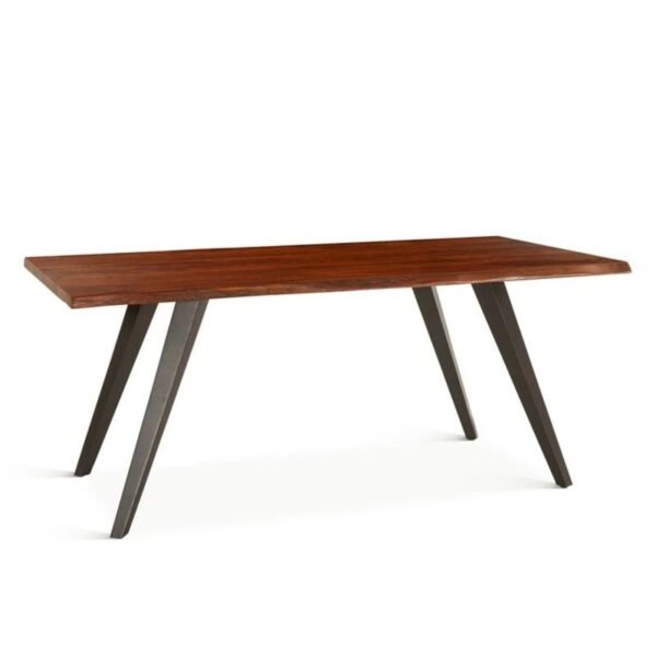 Elegant Acacia Wood Dining Table with Metal Legs – Walnut Finish