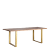 Luxury Dining Table with Acacia Wood Top and Hammered Gold Metal Base