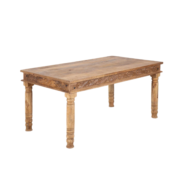 handcrafted wooden carved dining table
