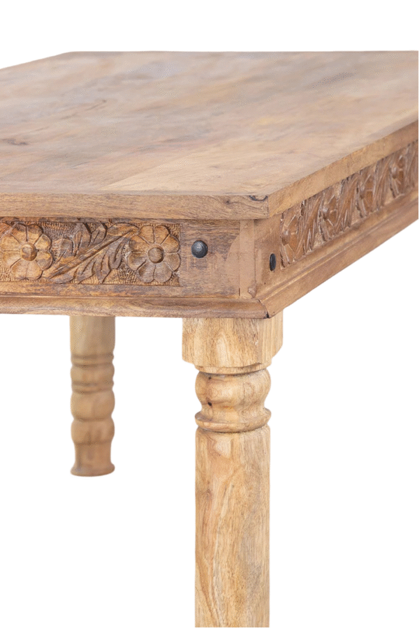 Handcrafted Wooden Carved Dining Table - Image 2