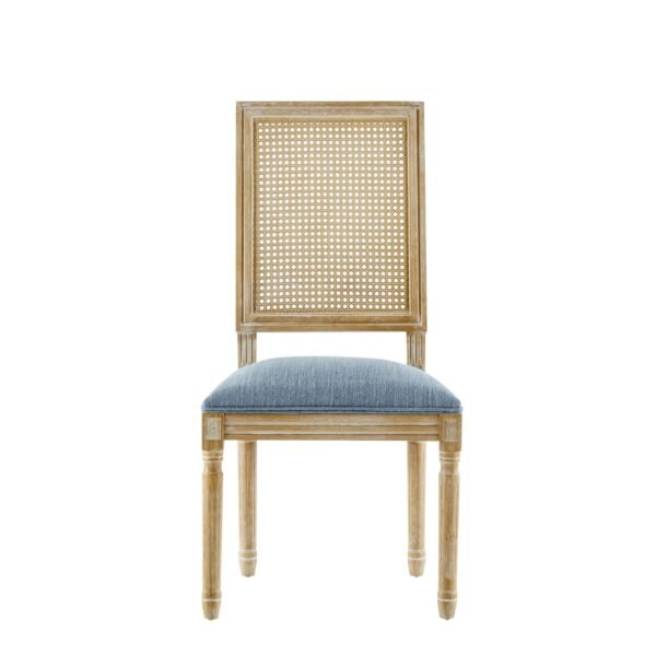Cane Back Dining Chair with Upholstered Seat Classic Wooden Design