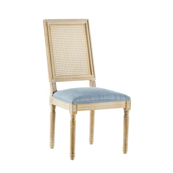 Cane Back Dining Chair with Upholstered Seat Classic Wooden Design - Image 2