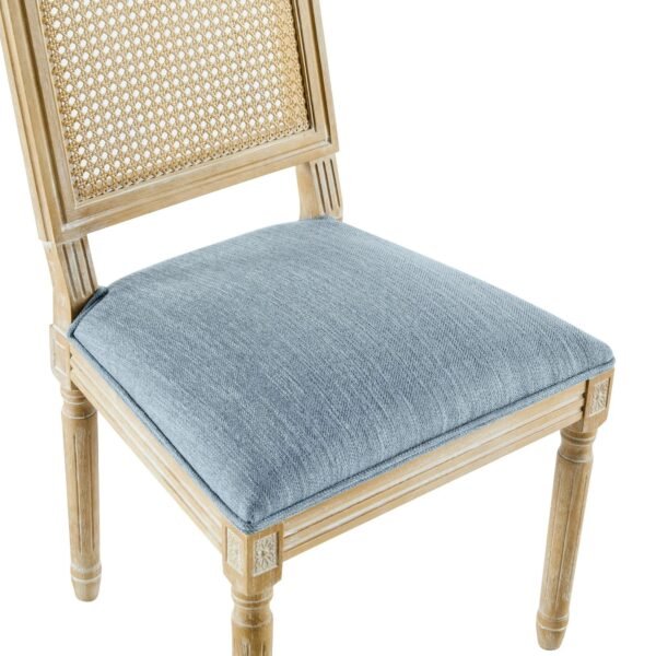 Cane Back Dining Chair with Upholstered Seat Classic Wooden Design - Image 4