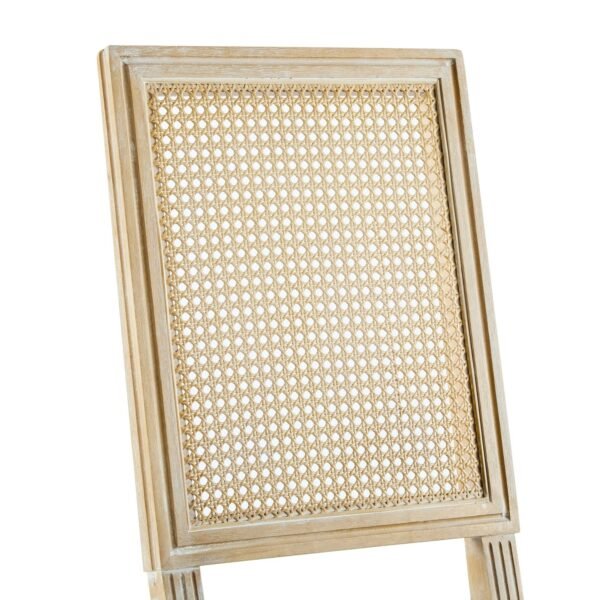 Cane Back Dining Chair with Upholstered Seat Classic Wooden Design - Image 5