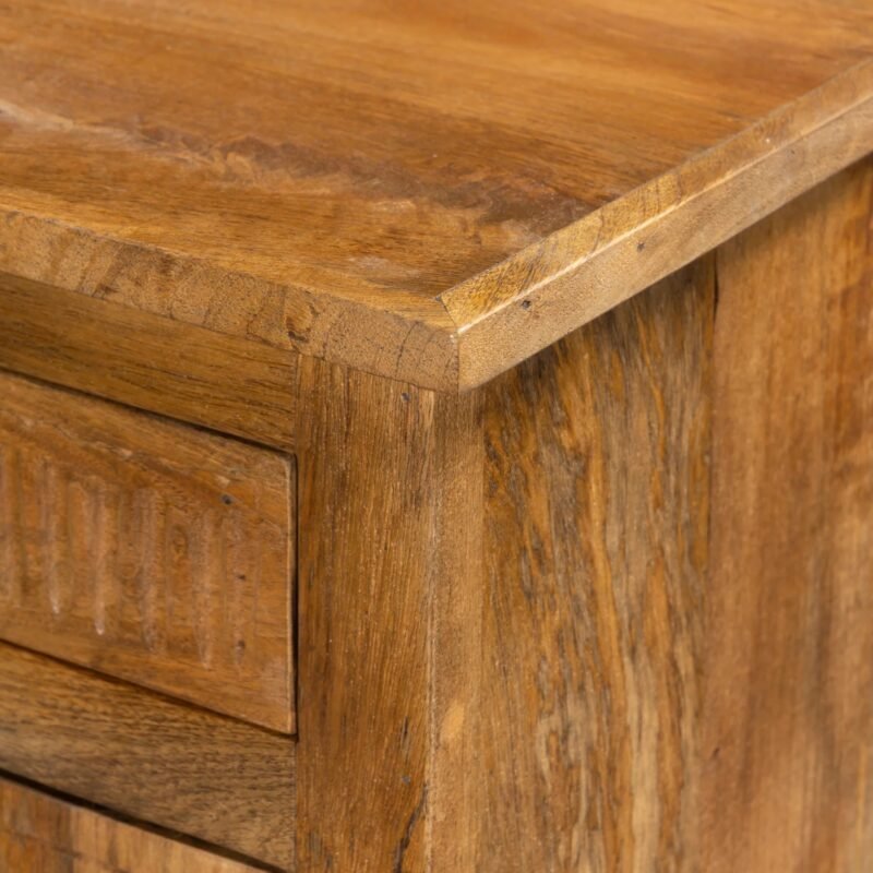 Solid Mango Wood Sideboard with 4 Drawers and Carved Door - Image 5