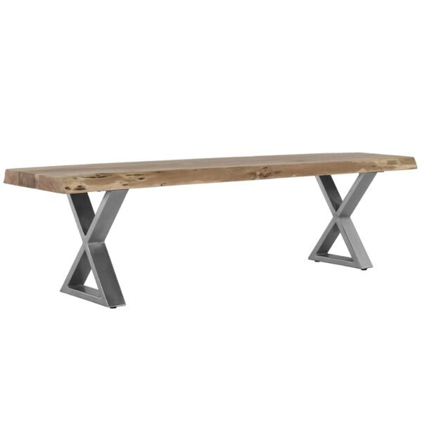 Live Edge Wood and Metal Dining Bench Modern Rustic Seating for Dining Spaces
