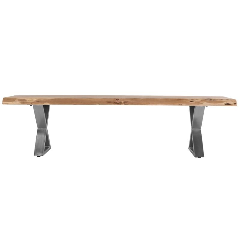 Live Edge Wood and Metal Dining Bench Modern Rustic Seating for Dining Spaces - Image 2