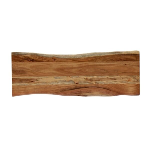 Live Edge Dining Bench Rustic Wood Table with Metal Hairpin Legs - Image 5