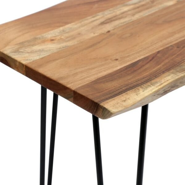 Live Edge Dining Bench Rustic Wood Table with Metal Hairpin Legs - Image 3